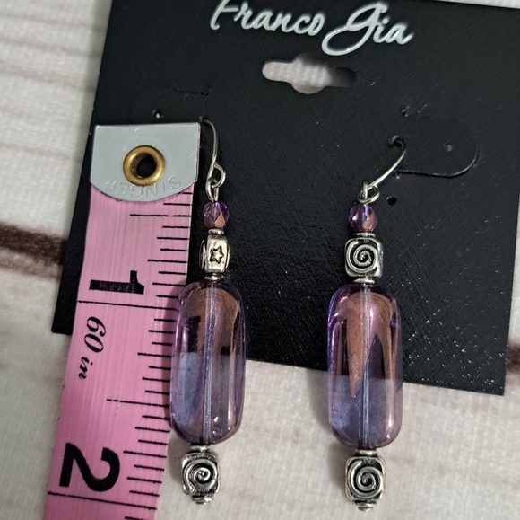 Franco Gia Purple and Silver Tone Earrings - Picture 1 of 4